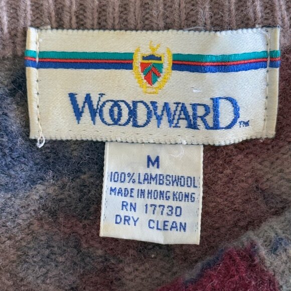 Woodward Women's Lambswool Sweater Vintage Shoulder Pads Maroon Floral Size M - Picture 4 of 7